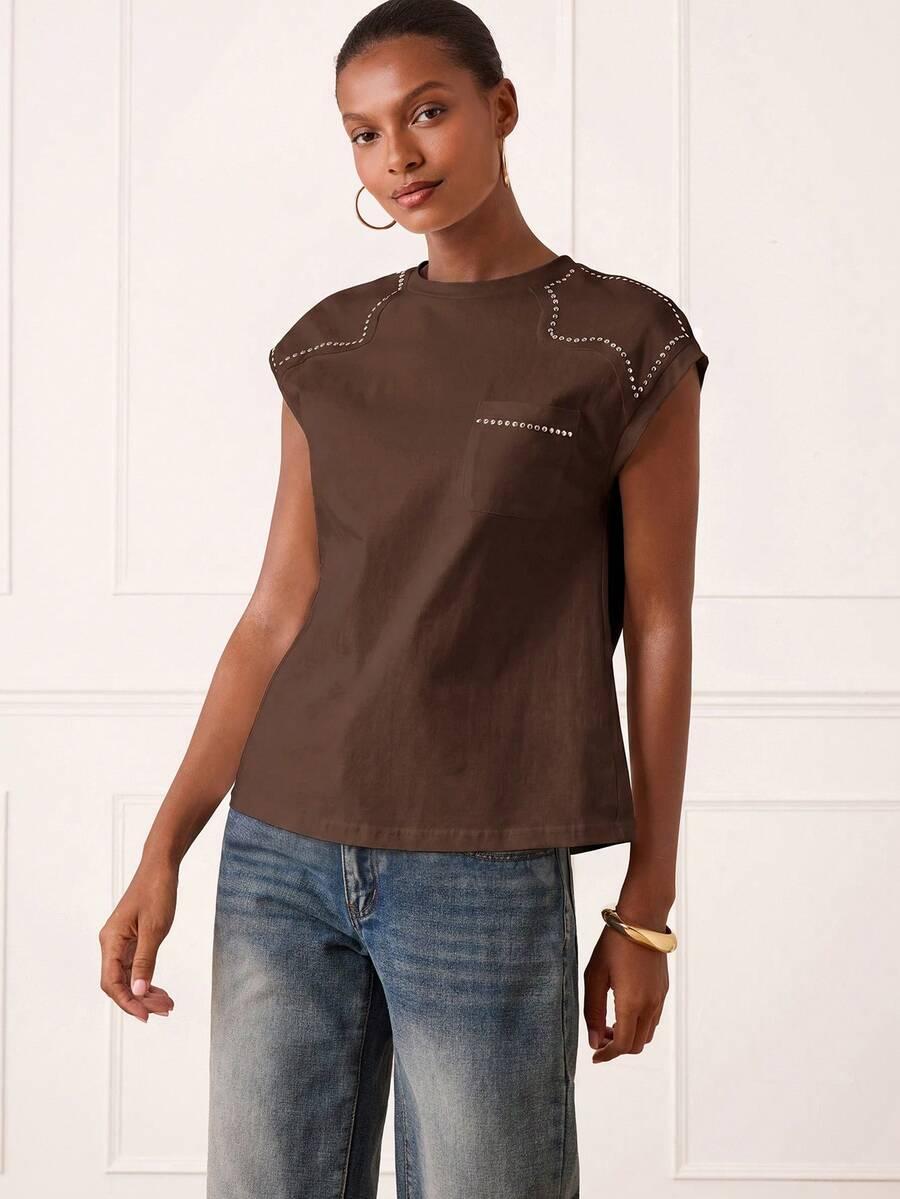 brązowy t-shirt krótki rękaw