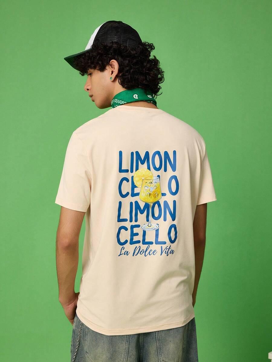 beżowy t-shirt print
