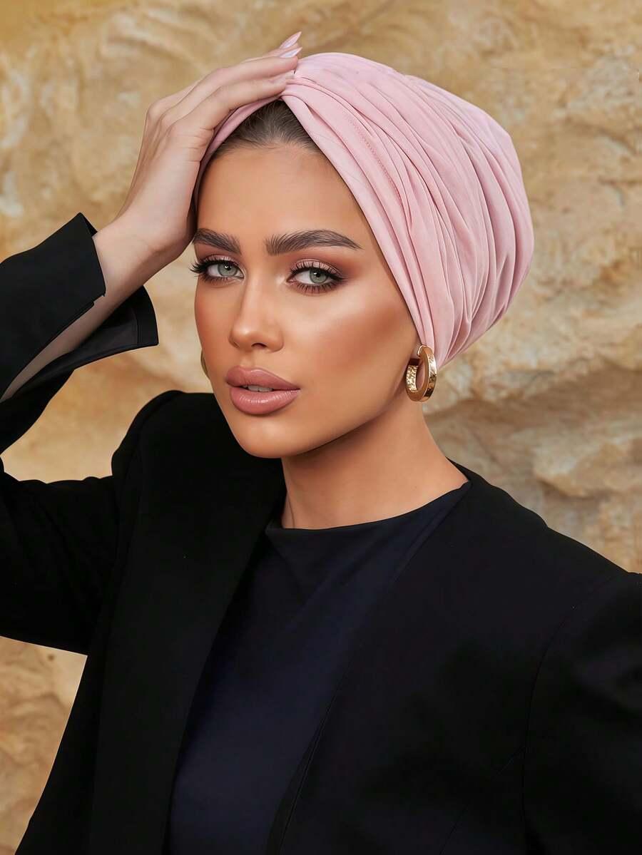 różowy turban na głowę