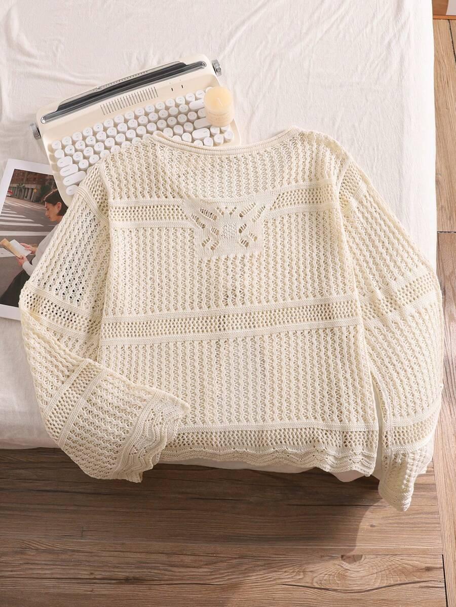 beżowy sweter wiązanie 