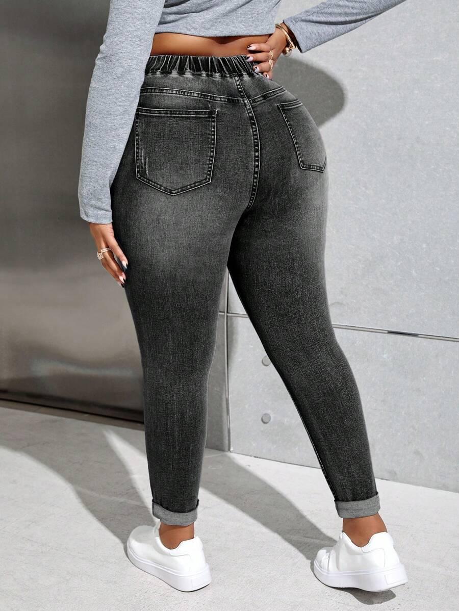 CZARNE SPODNIE JEANS NA GUMCE