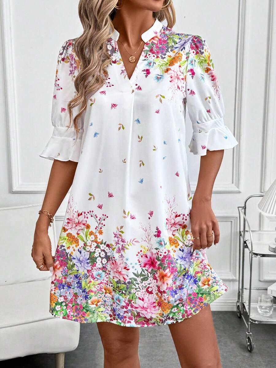 SUKIENKA PRINT V-NECK