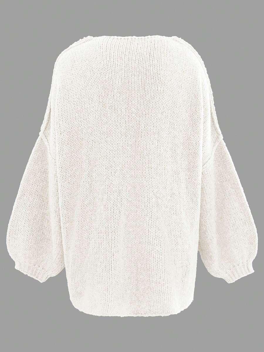 BIAŁY DZIANINOWY SWETER