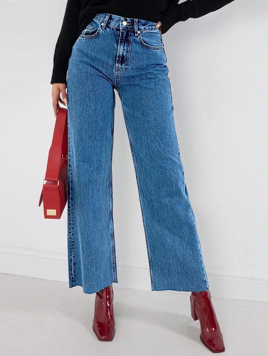 NIEBIESKIE SPODNIE JEANS HIGH WAIST