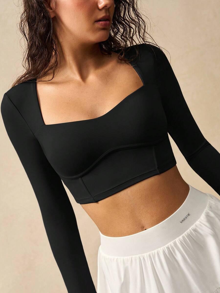 czarny crop top długi rękaw