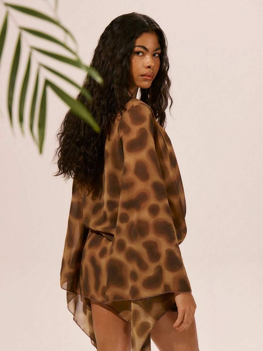 plażowa tunika animal print