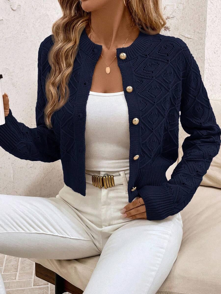 GRANATOWY SWETER GUZIKI