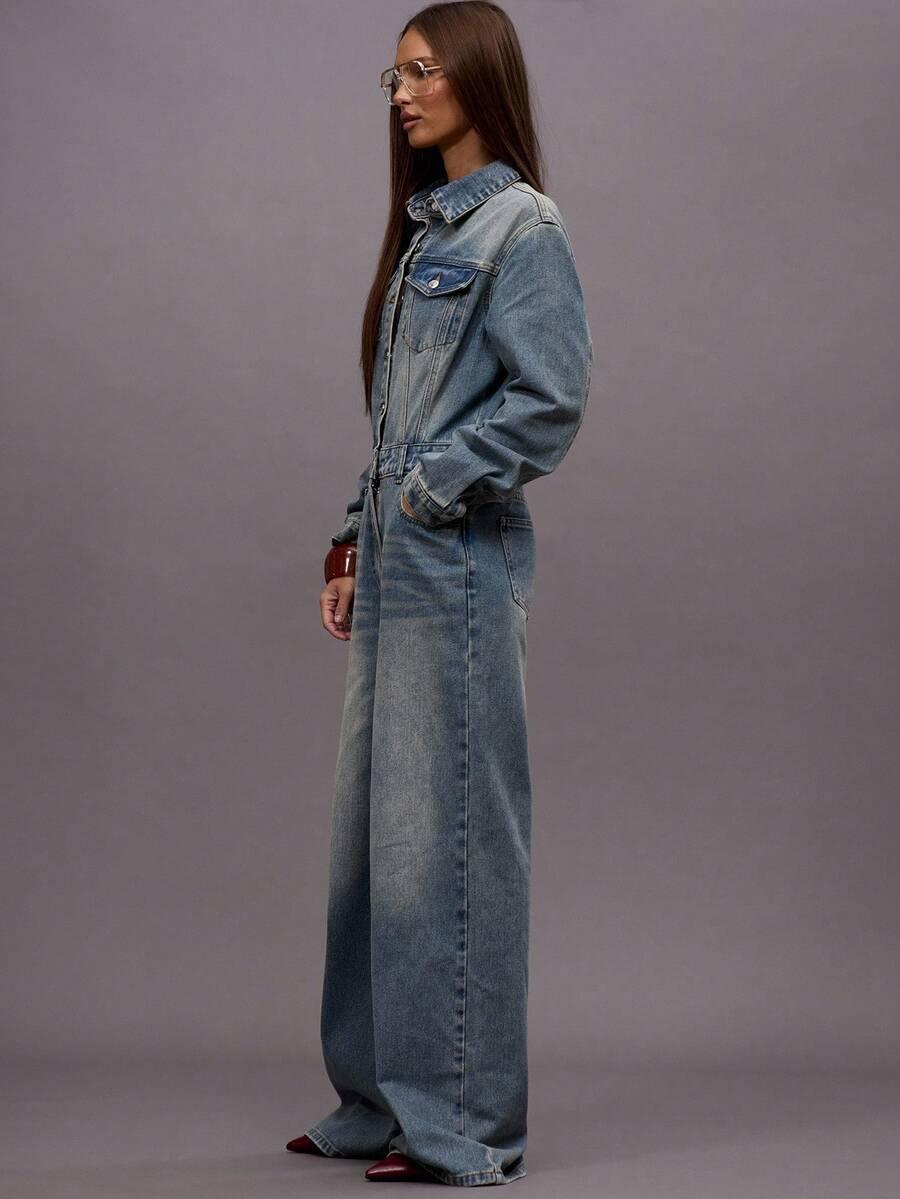 NIEBIESKI KOMBINEZON JEANS 