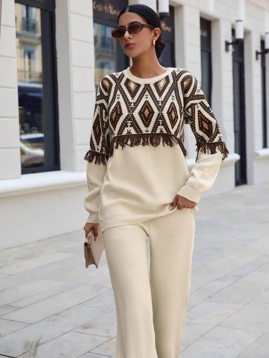 sweter spodnie dzianinowy komplet