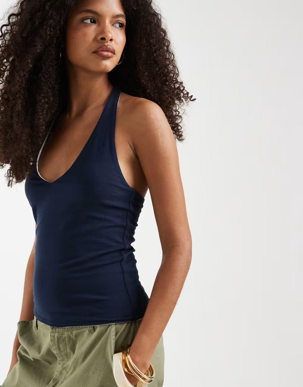 dwustronny top z dekoltem halter