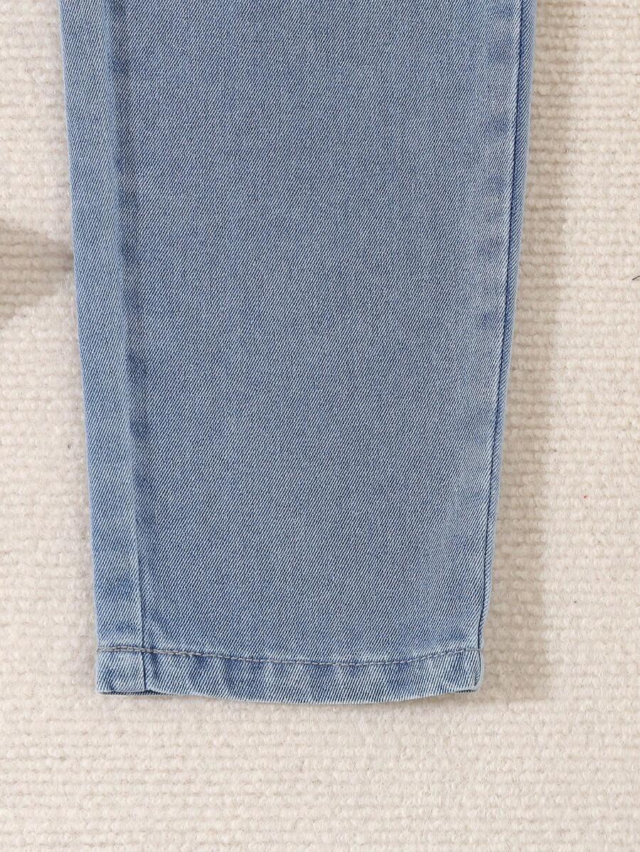 NIEBIESKIE SPODNIE JEANS paperbag haft
