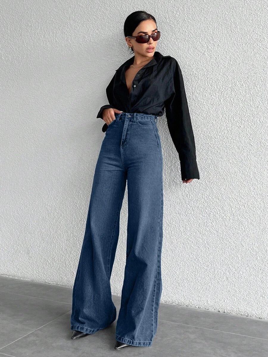 GRANATOWE SPODNIE JEANS