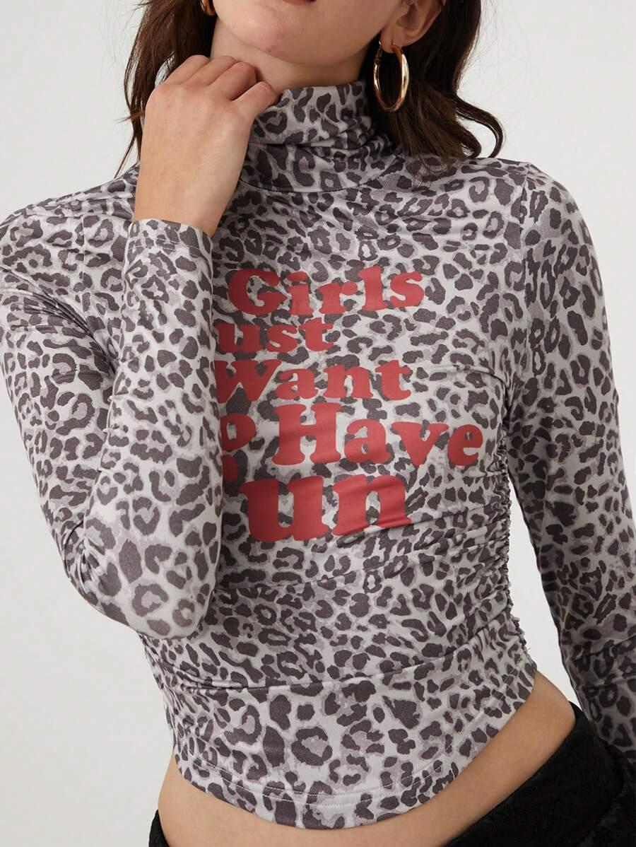 bluzka długi rękaw animal print