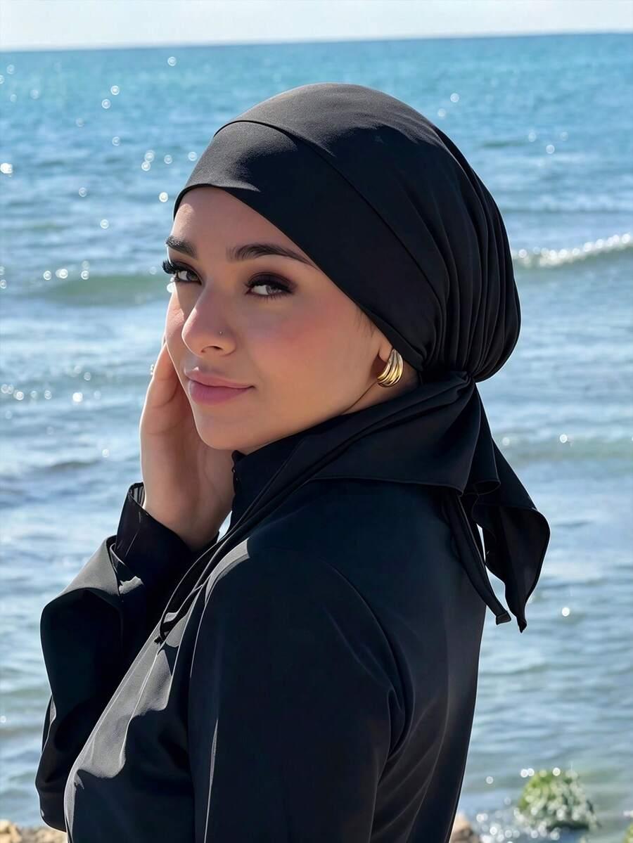 czarny turban na głowę