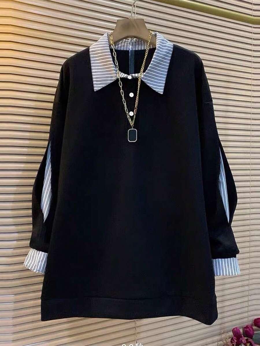 CZARNA BLUZA KOŁNIERZYK 