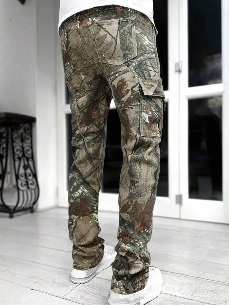 spodnie jeans wzór moro