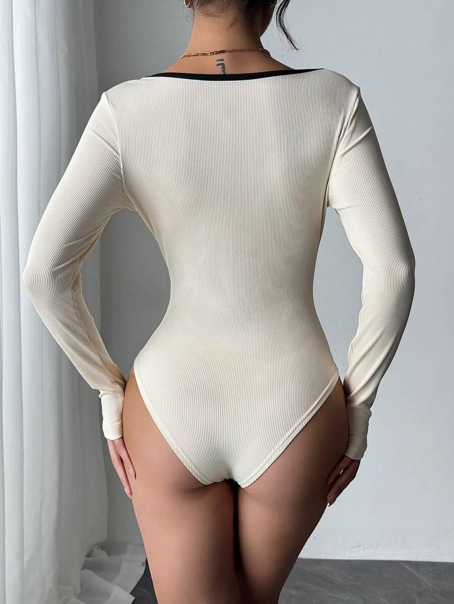 BEŻOWE BODY DŁUGI RĘKAW 