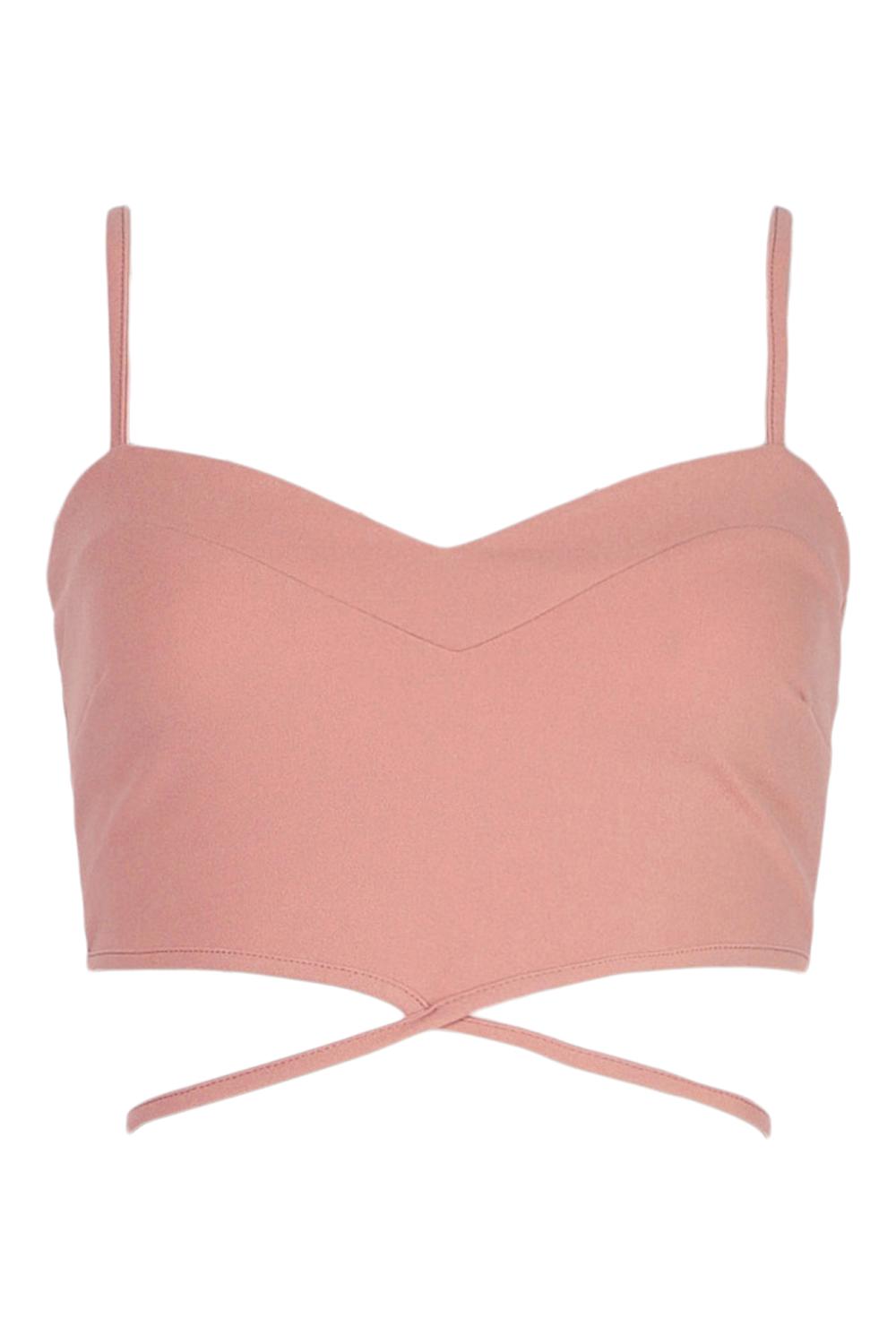 różowy crop top na ramiączkach