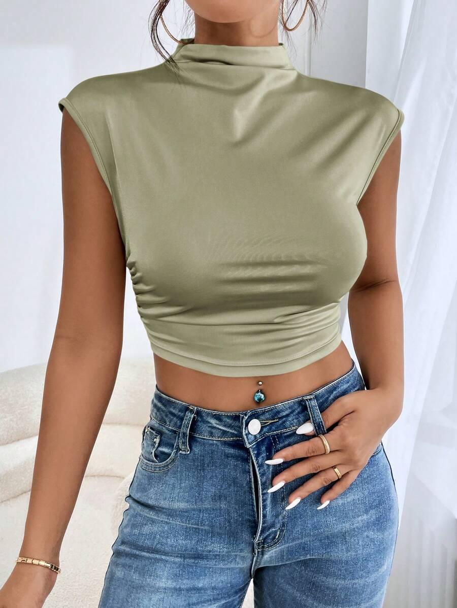 ZIELONY CROP TOP PÓŁGOLF