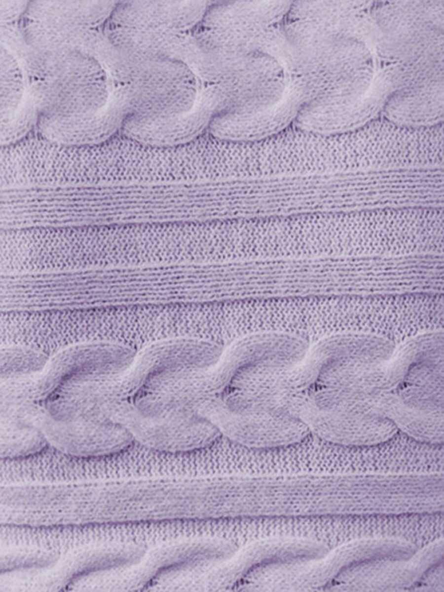 fioletowy krótki sweter golf splot