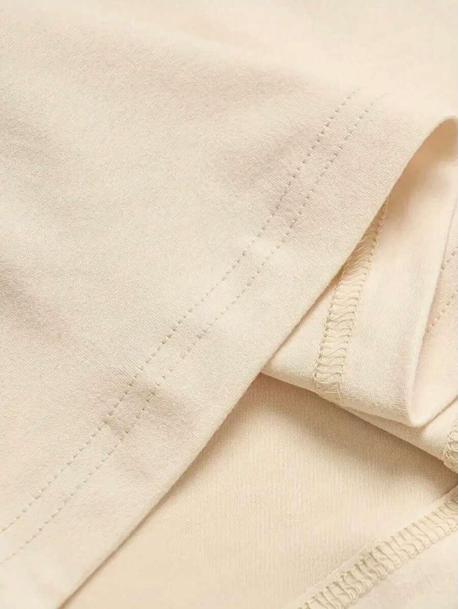 beżowy t-shirt nadruk kwiat