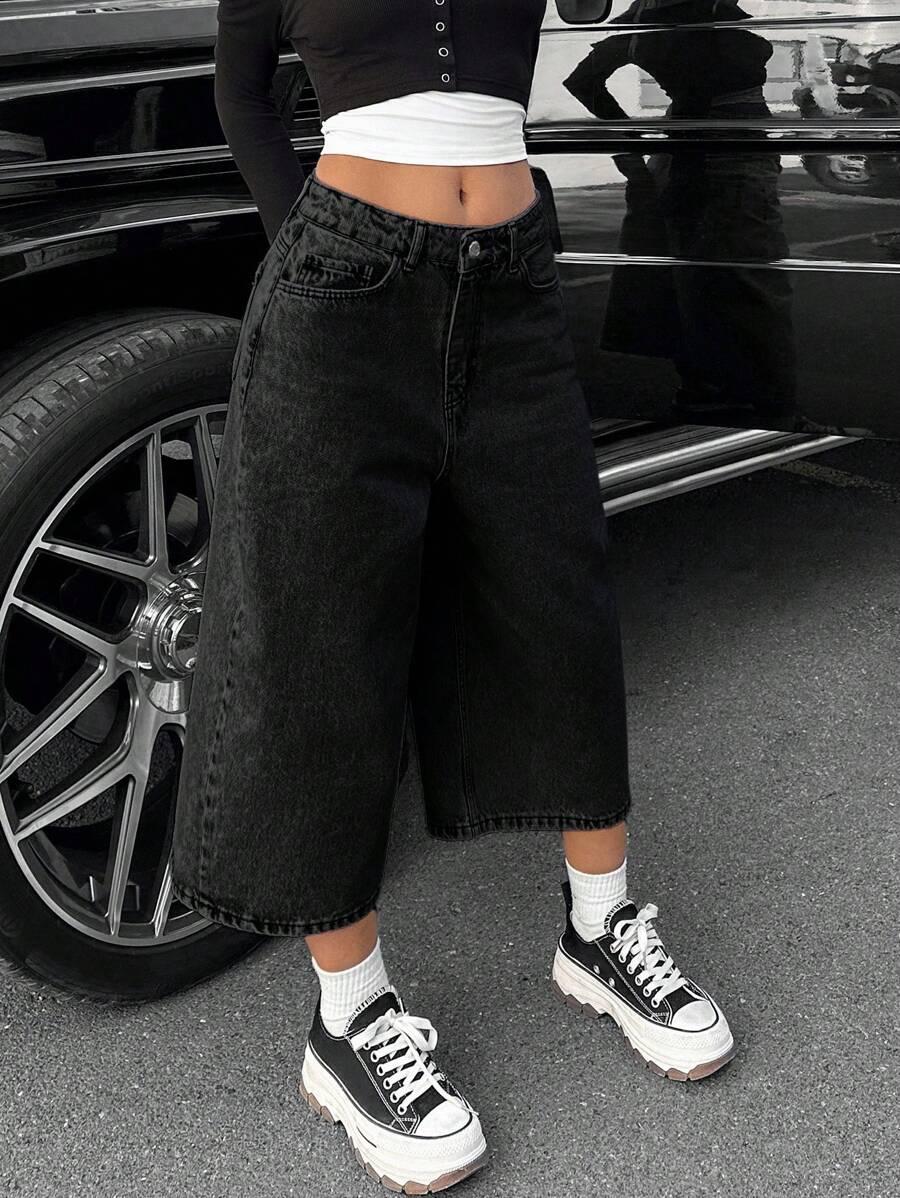 CZARNE SPODENKI JEANS