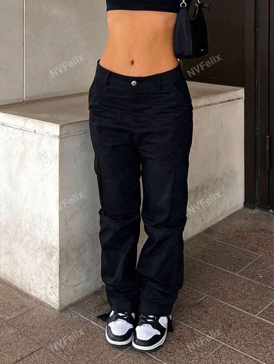 CZARNE SPODNIE CASUAL KIESZENIE