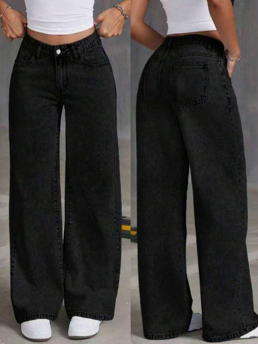 CZARNE SPODNIE JEANS 