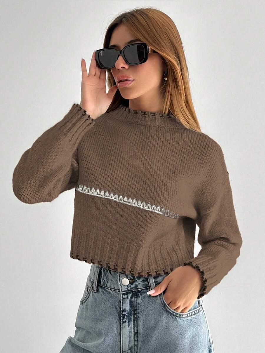 brązowy dzianinowy sweter 