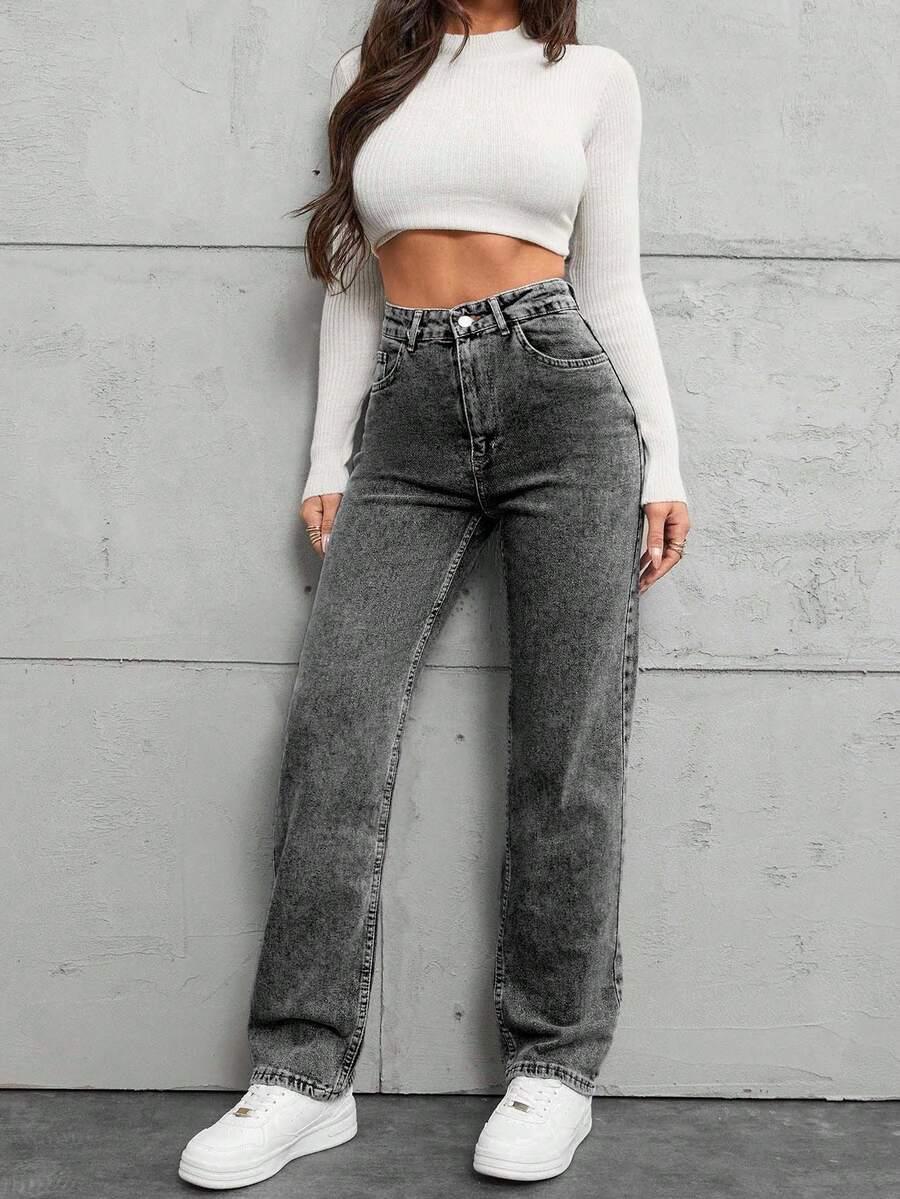 SZARE SPODNIE JEANS