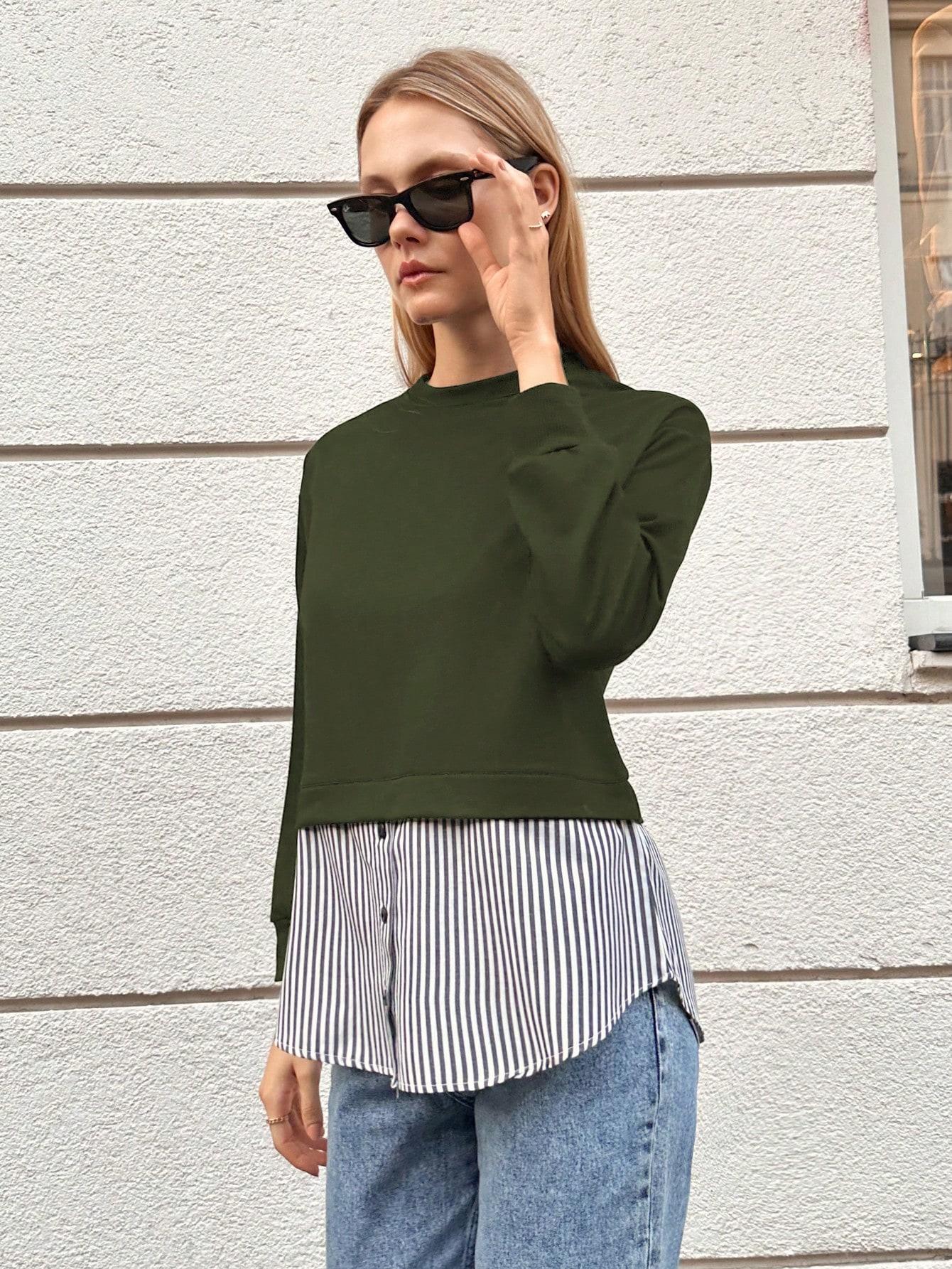 zielona bluza z imitacją koszuli
