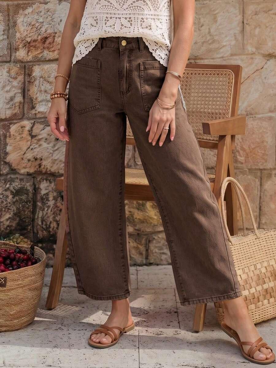 brązowe spodnie jeans