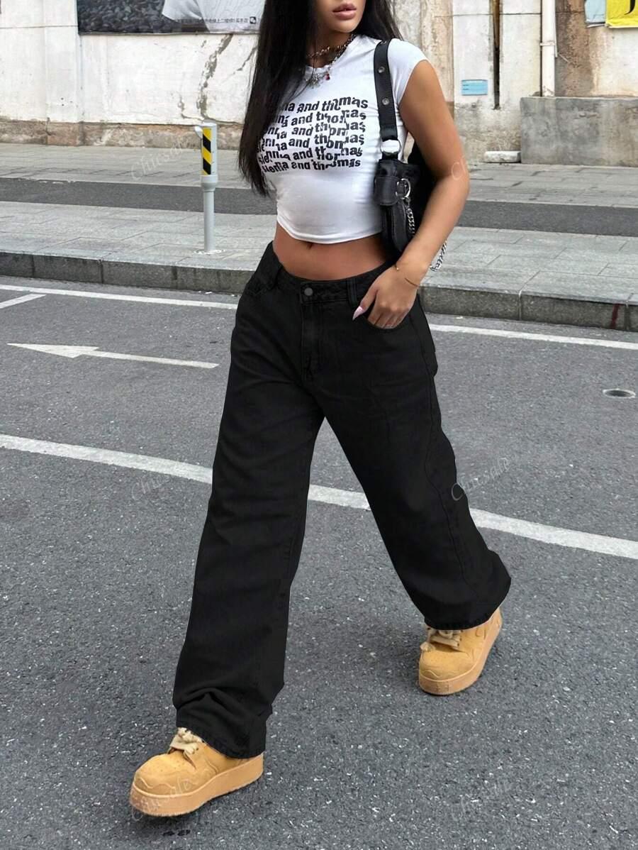 CZARNE SPODNIE JEANS