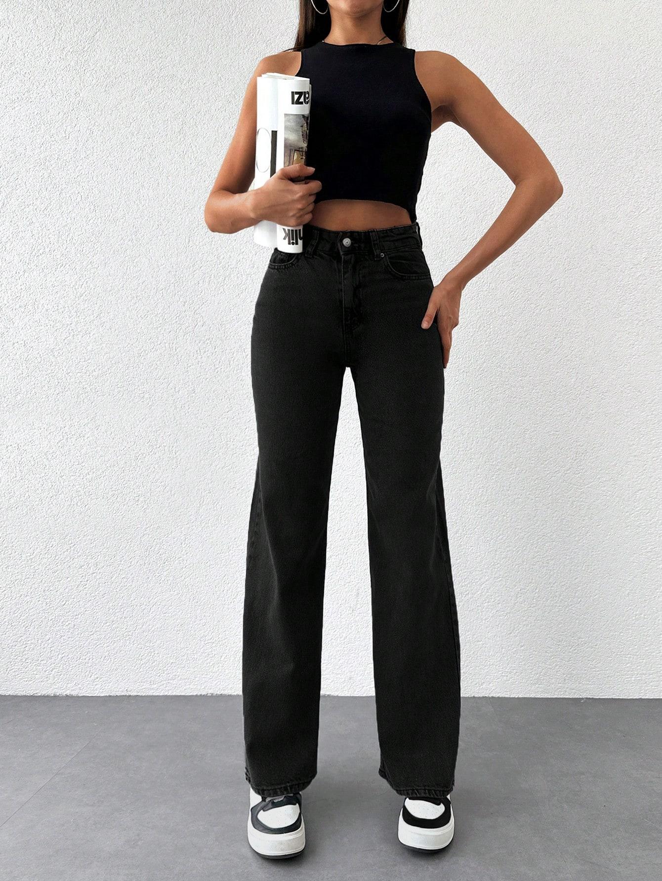 CZARNE SPODNIE JEANS