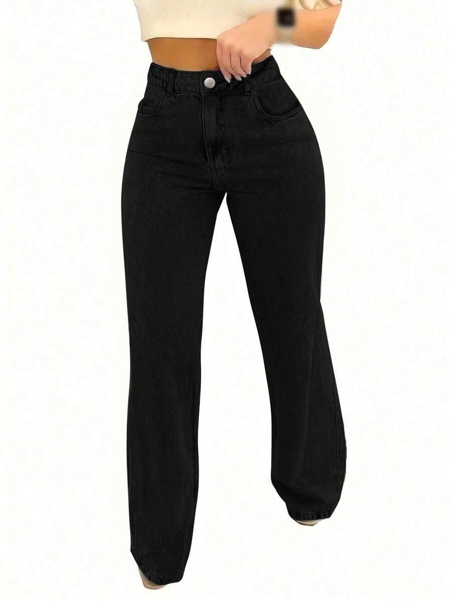 CZARNE SPODNIE JEANS WYSOKI STAN