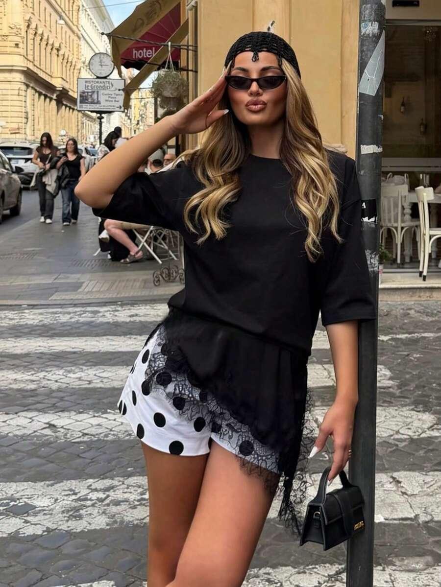 CZARNA BLUZKA KORONKA