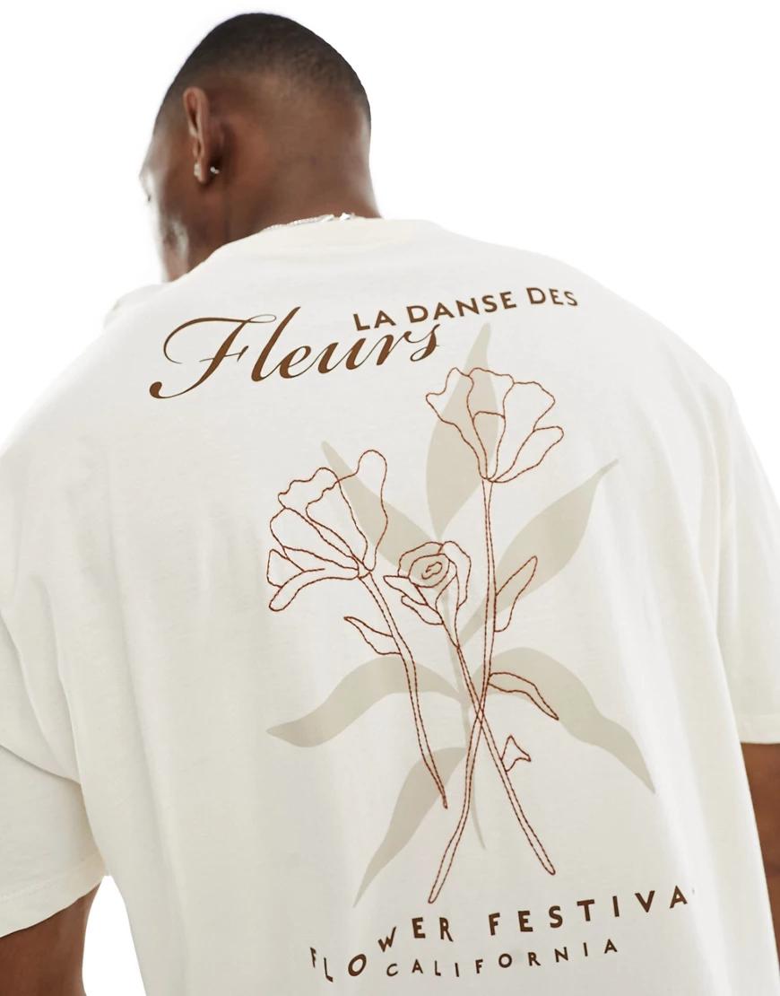 beżowy t-shirt floral print