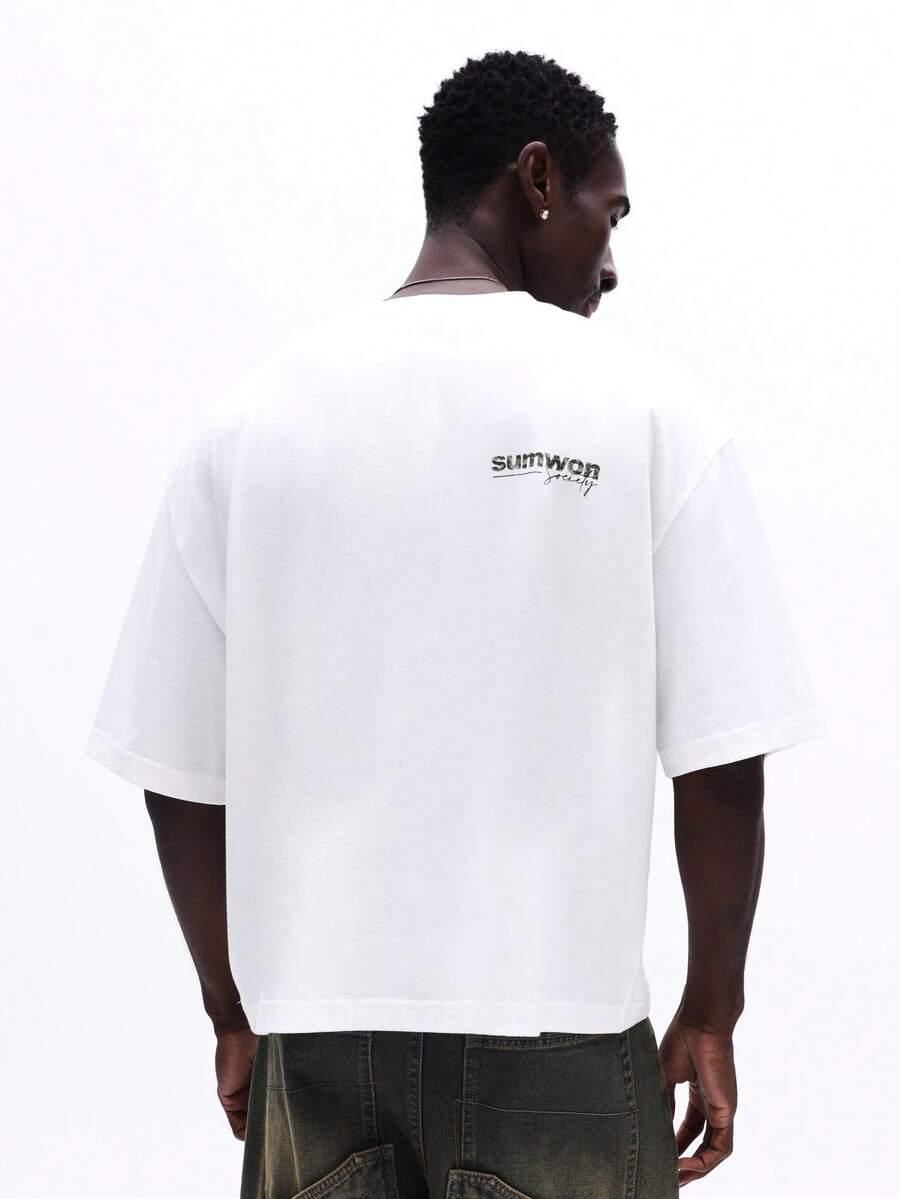 biały t-shirt nadruk