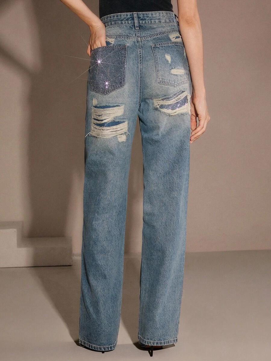 spodnie jeans zdobienie