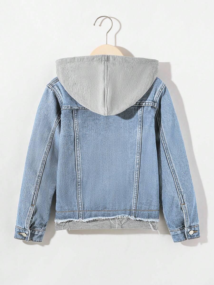 KURTKA Z KAPTUREM JEANS ŁĄCZENIE