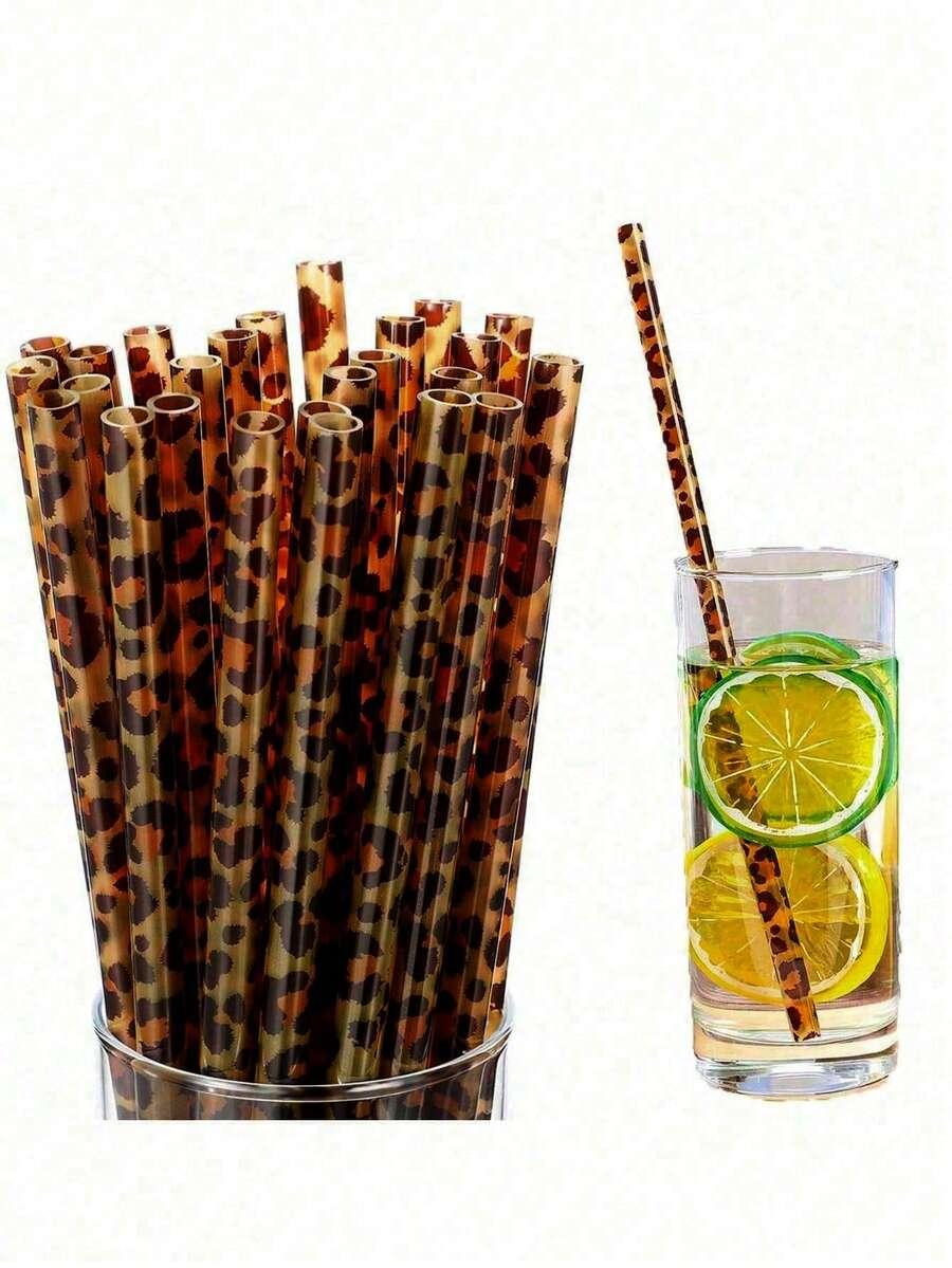 słomki animal print 10-pack