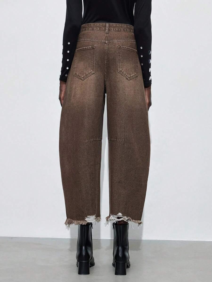 BRĄZOWE SPODNIE JEANS