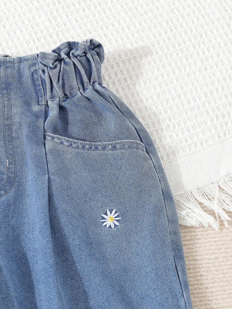 NIEBIESKIE SPODNIE JEANS paperbag haft