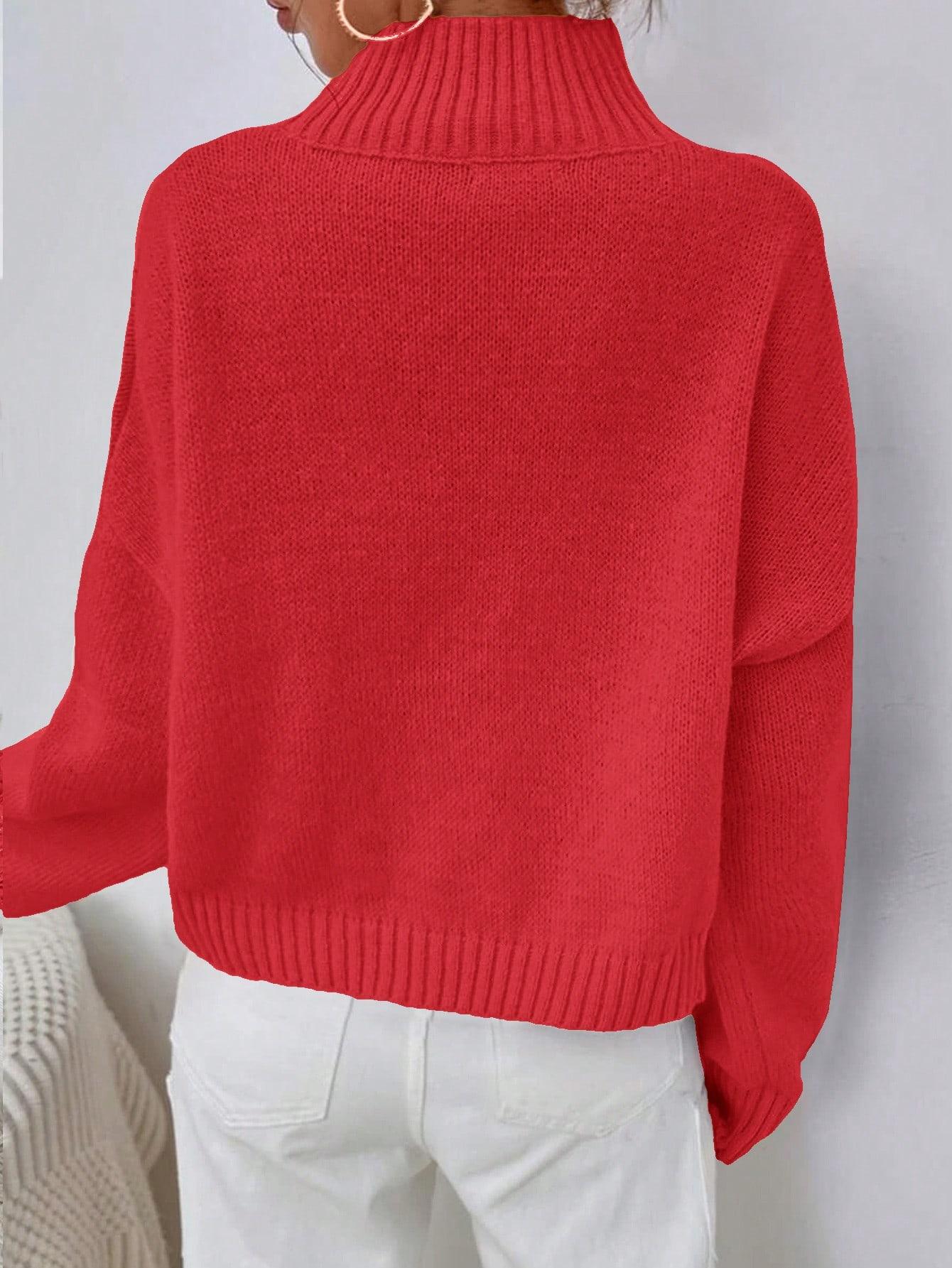 czerwony sweter stójka