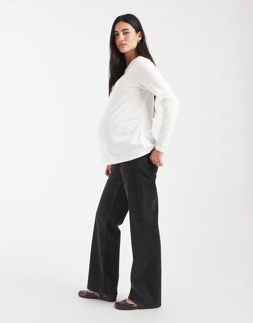 czarne proste spodnie ciążowe jeans