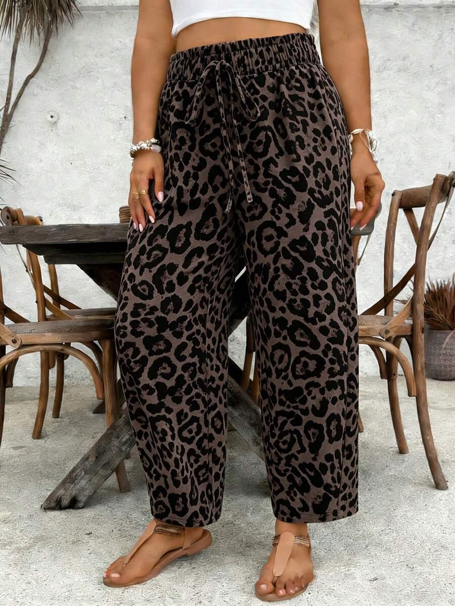 spodnie prosta nogawka leopard print