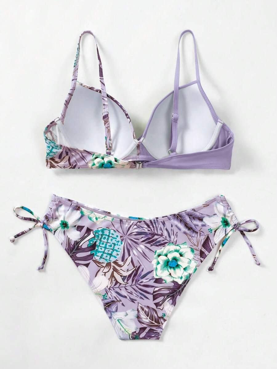 dwuczęściowy kostium kąpielowy bikini wzór roślinny