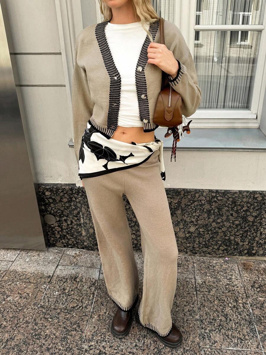 sweter kardigan kontrast guziki