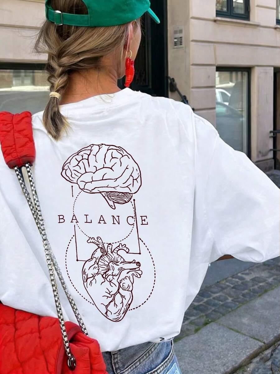 biała bluzka nadruk 