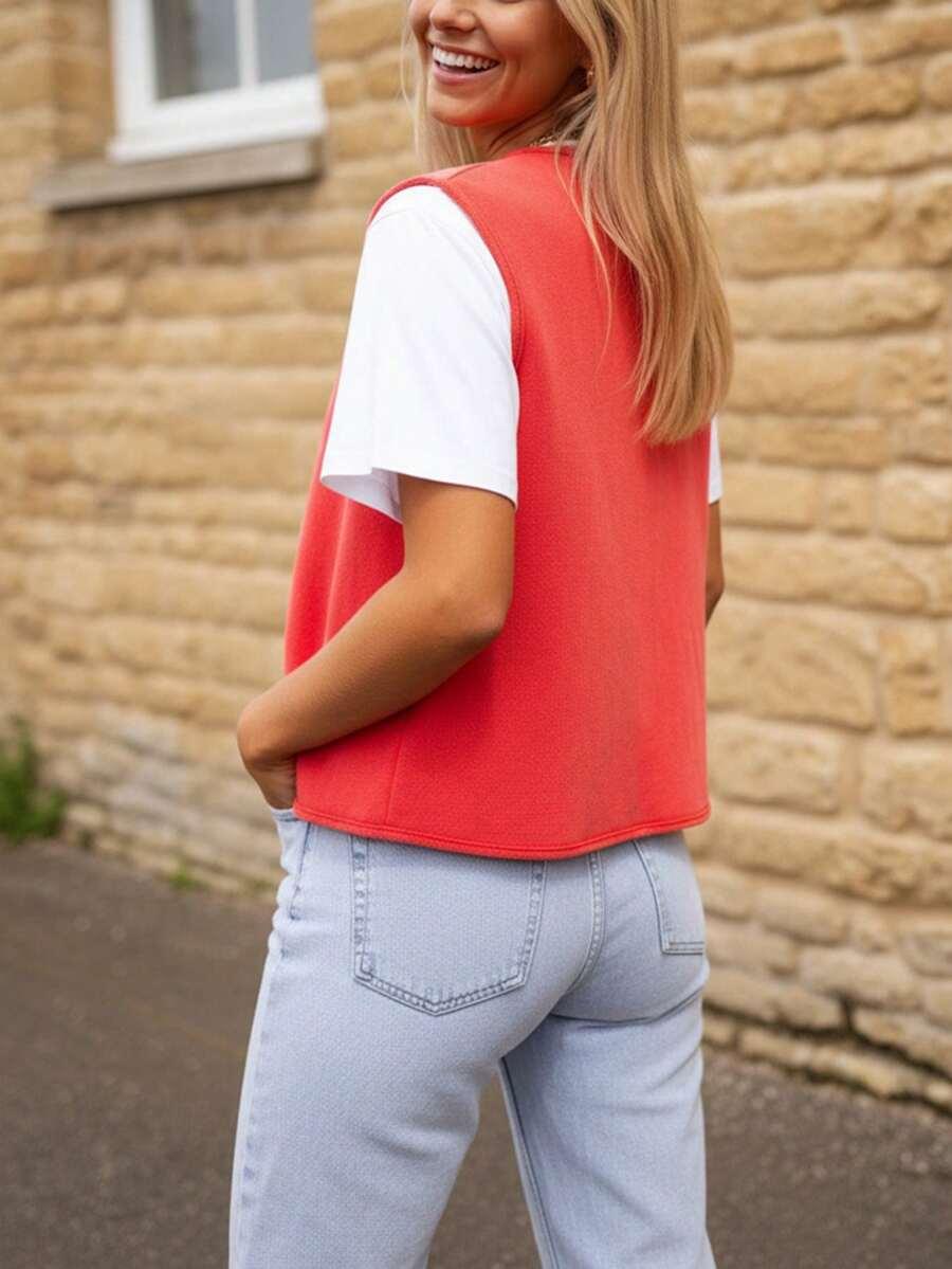 POMARAŃCZOWA KAMIZELKA GUZIKI